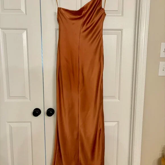 Revelry Jade Satin Dress | Copper - 725 - Picture 3 of 6